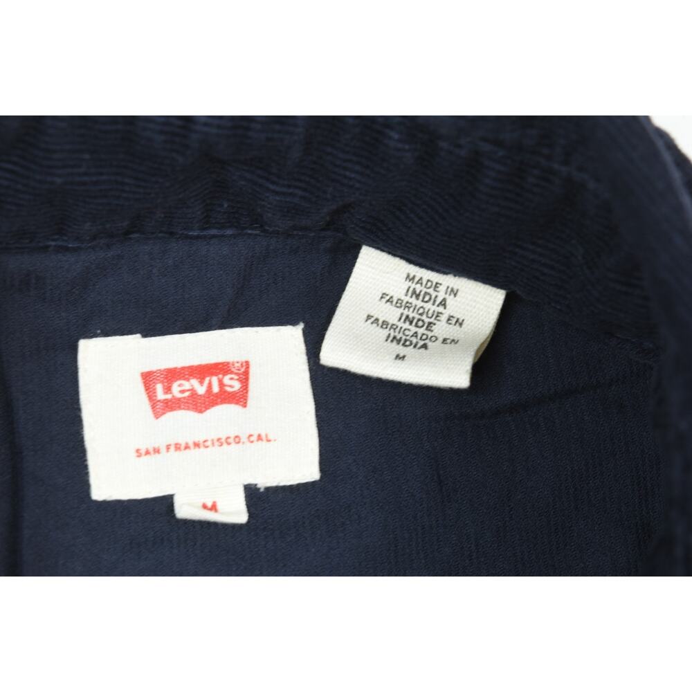 Levis Corduroy Peal Snap Western Shirt Mens Medium Blue Long Sleeve Stretch - Picture 7 of 12